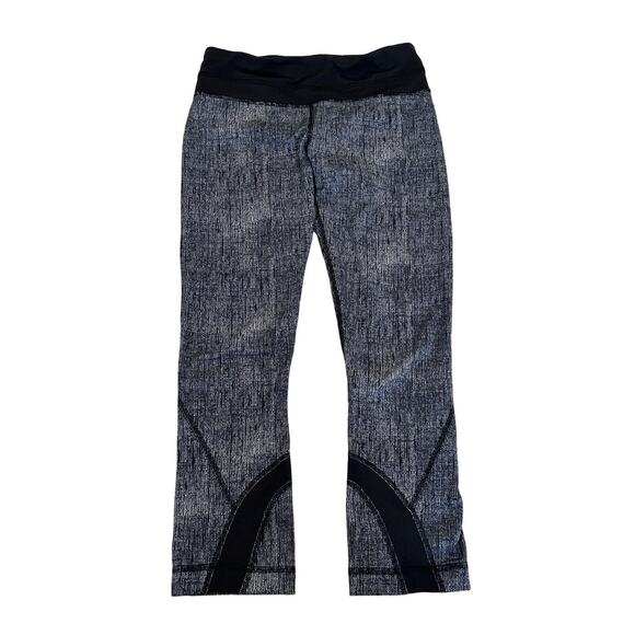 lululemon athletica Pants - Lululemon Inspire Crop Leggings Womens Size 2 Blue & Black Burlap Texture